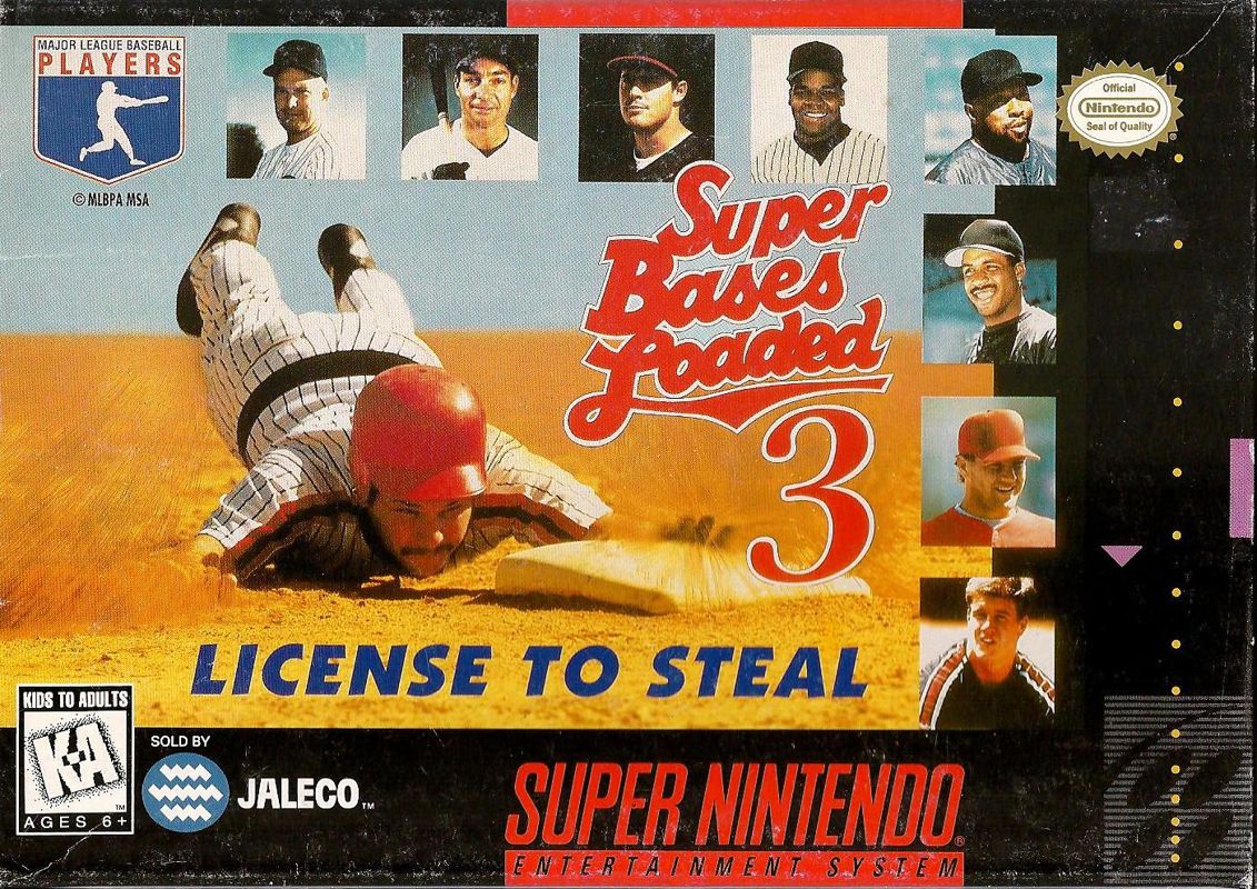 Super Bases Loaded 3 box art for Super Nintendo